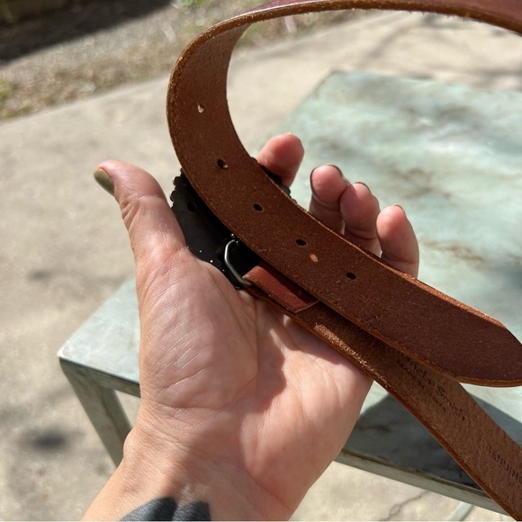 AMANDA Smith brown leather 1.5" wide belt Sz S - Picture 4 of 5